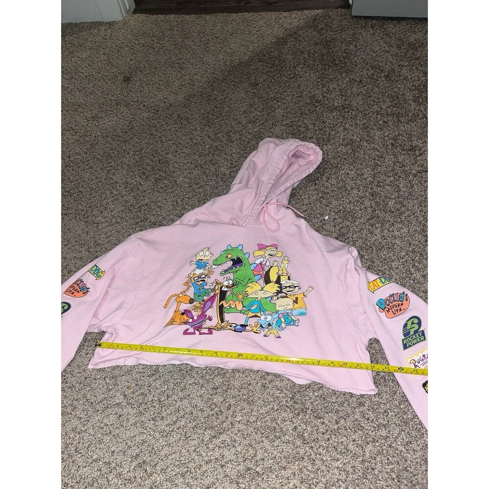 Nickelodeon Crop Hoodie Pink With Characters Size Large - Picture 2 of 8